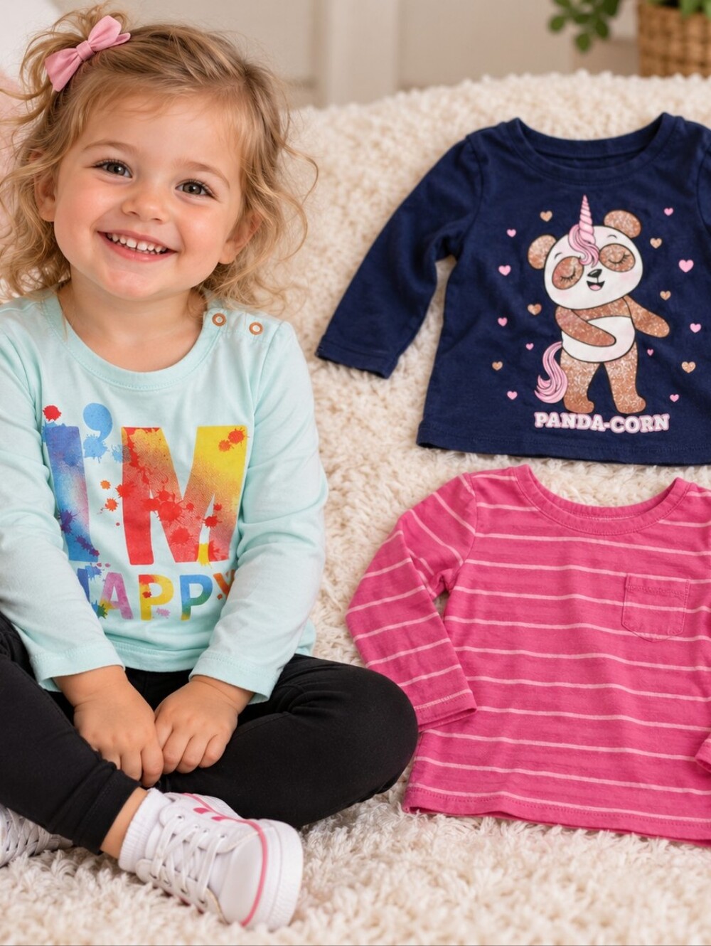 Lightweight Long-Sleeve Little Girls Ts, Size 2T